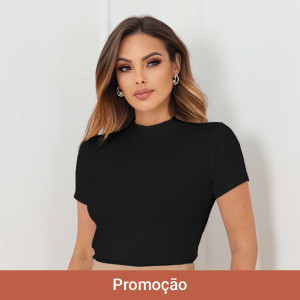 Blusa Canelado Liso Gola Alta