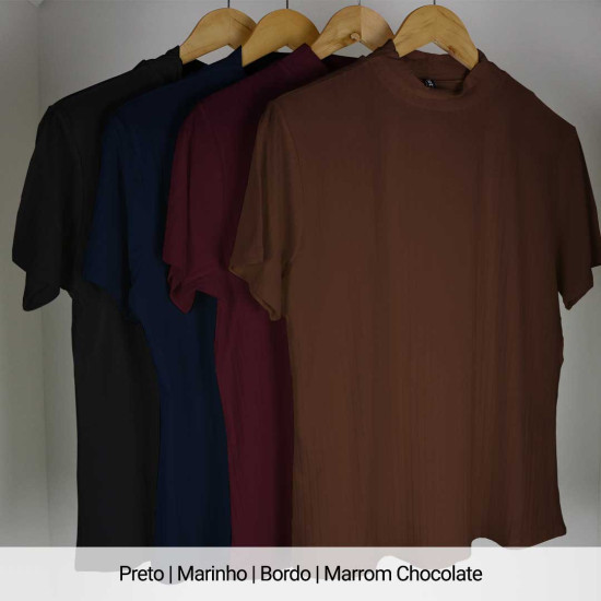 (PLUS) Blusa Canelado Liso Gola Alta