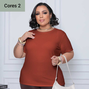 (PLUS) Blusa Canelado Liso