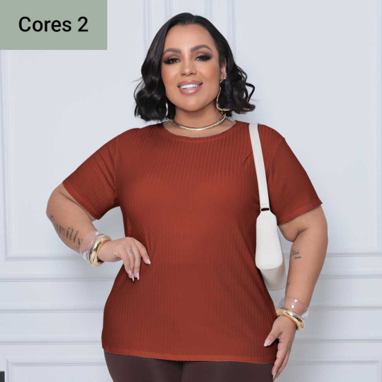 (PLUS) Blusa Canelado Liso