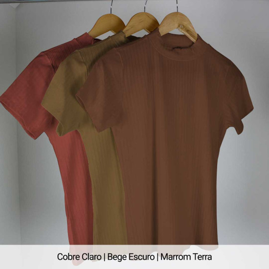 Blusa Canelado Liso Gola Alta