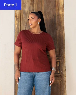 (PLUS) Blusa Canelado Liso